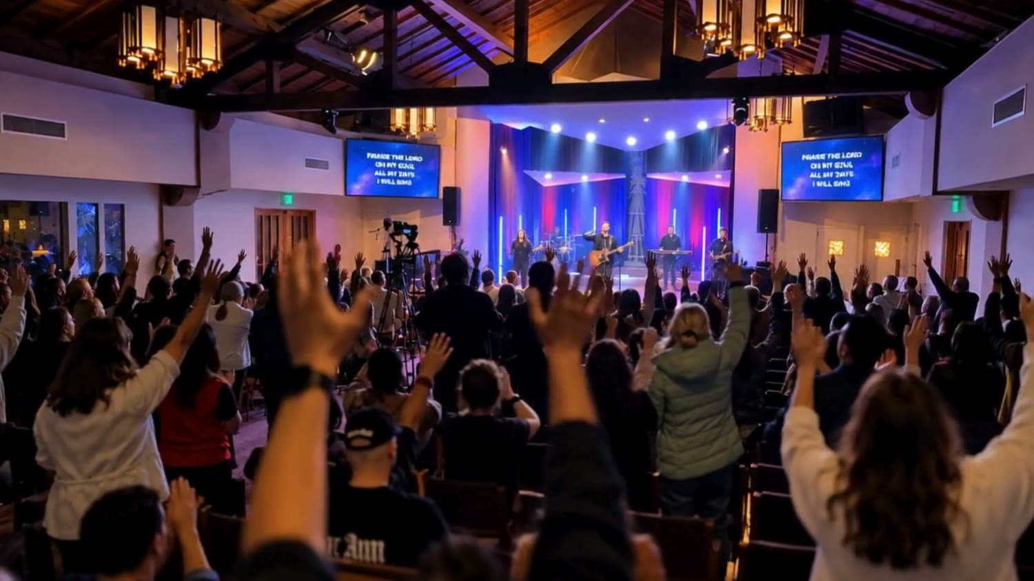The congregation gathered on a Sunday
